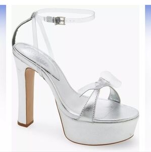 Schutz Women's Size 10.5 Silver Elida Platform Heel Sandals New